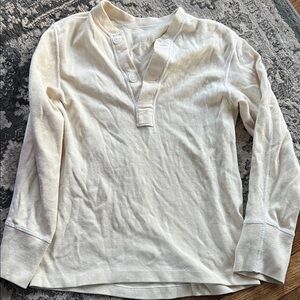 Men's Cream Long Sleeve Henley Shirt